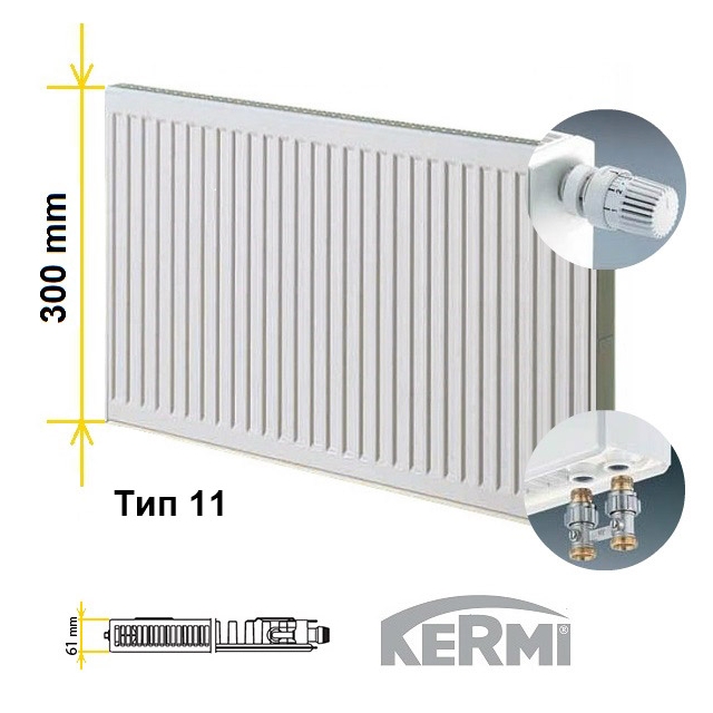 Стальной радиатор Kermi Therm-x2 Profil-V FTV 11 300x500 (FTV110300501R2K)