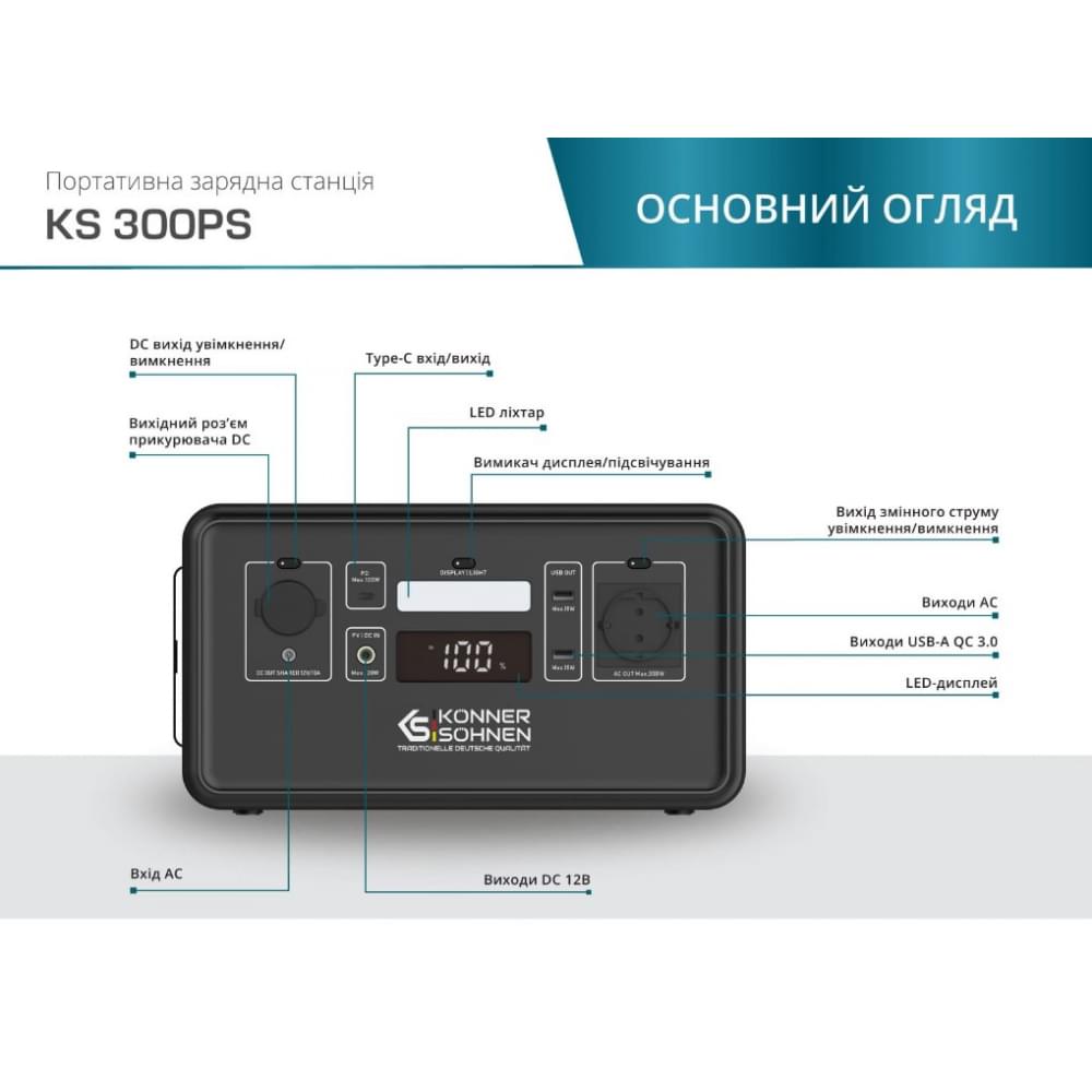 Портативная зарядная станция Könner&Söhnen KS 300PS new