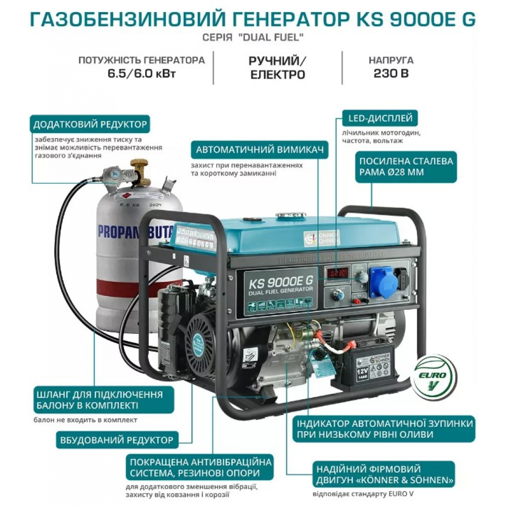 Комбинированный генератор Könner&Söhnen KS 9000E G (6,5 кВт)