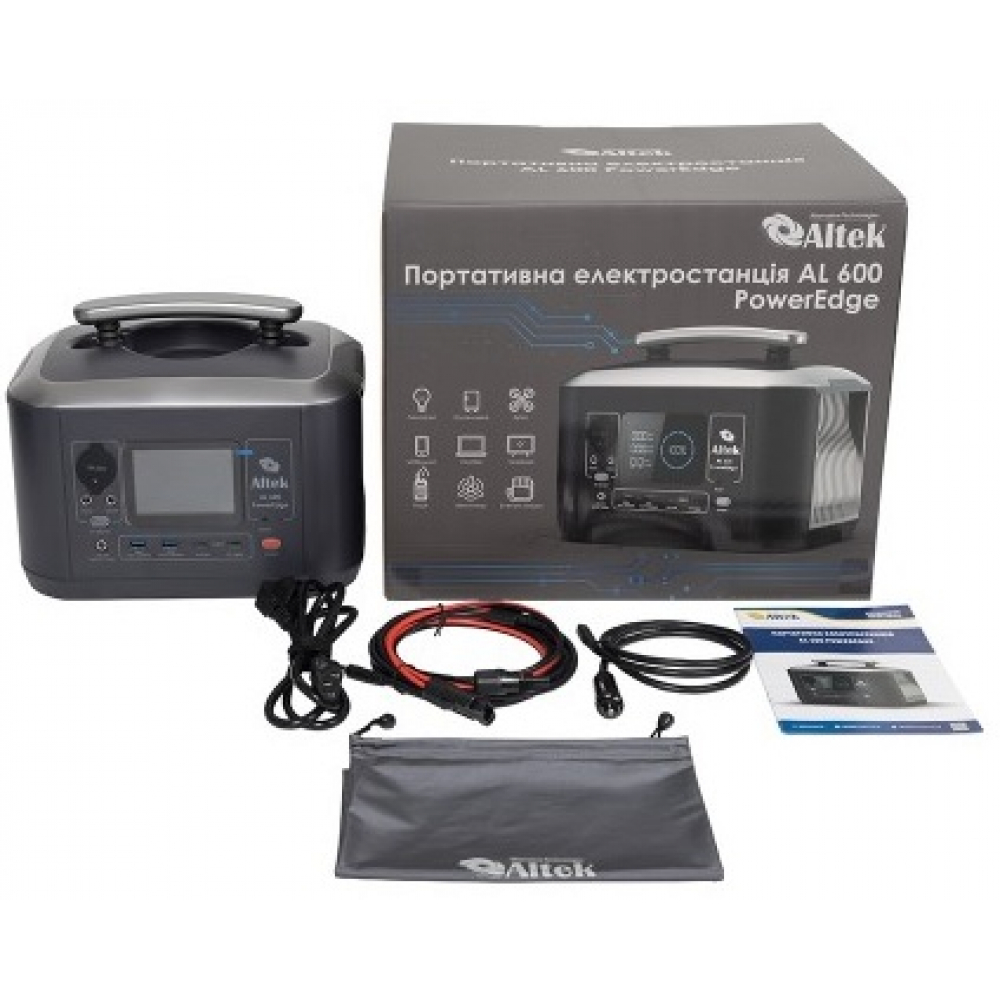 Портативная зарядная станция Altek AL 600 PowerEdge 600W 537,6Wh + солнечная панель ALT-120 милитари