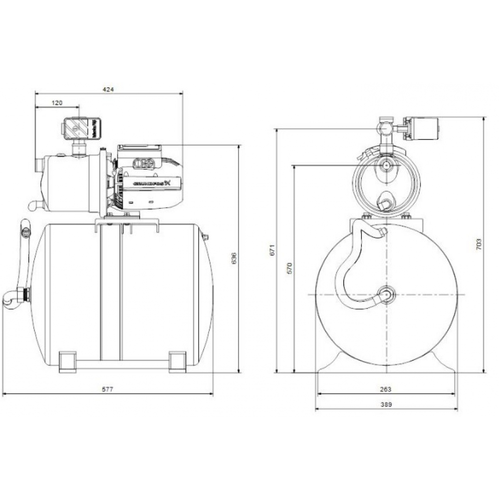 Насосная станция Grundfos JP 5-48 PT-H 60L (99594666)