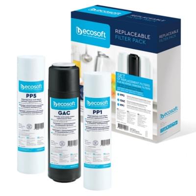 Комплект картриджів Ecosoft 1-2-3 Standart CPV3ECOSTD 2 поліпропілену + вугілля (CPV3ECOSTD)