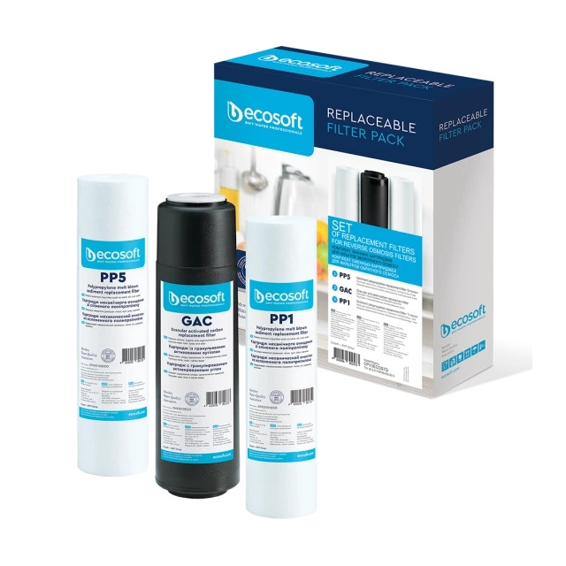 Комплект картриджів Ecosoft 1-2-3 Standart CPV3ECOSTD 2 поліпропілену + вугілля (CPV3ECOSTD)