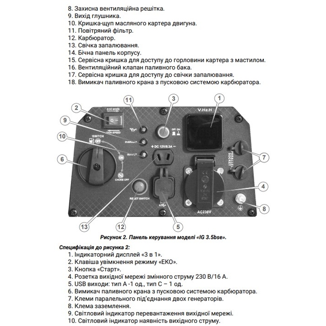 Бензиновый генератор Vitals Master IG 3.5bse 230В, 3.5/3.8кВт