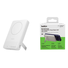 Акумулятор портативний літій-іонний Power Bank Belkin 10000мА·год, 30Вт PD/Qi2 15Вт, Magnetic Kickstand, білий