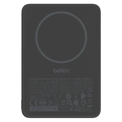 Повербанк Belkin 10000мА·ч, 20Вт/Qi2 7.5Вт, Slim Magnetic Ring, черный