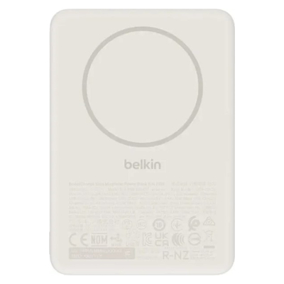 Повербанк Belkin 10000мА·ч, 20Вт/Qi2 7.5Вт, Slim Magnetic Ring, песочный