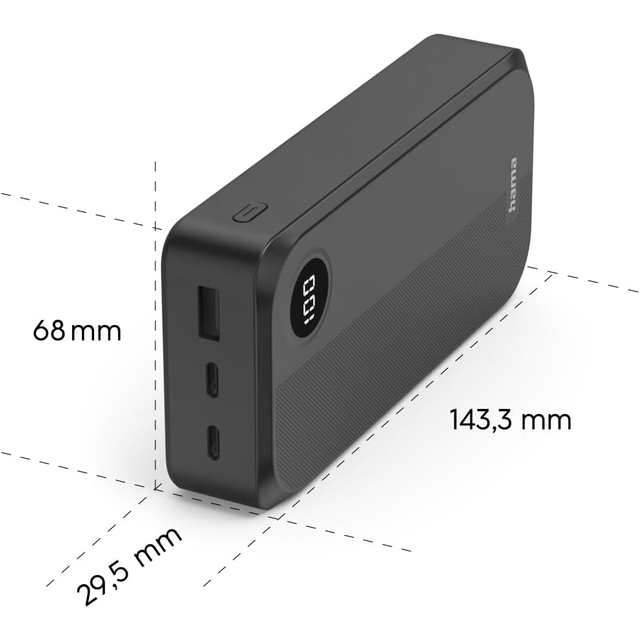 Повербанк Hama 20000 mAh, 2хUSB-C, USB-A, Black (00201755)
