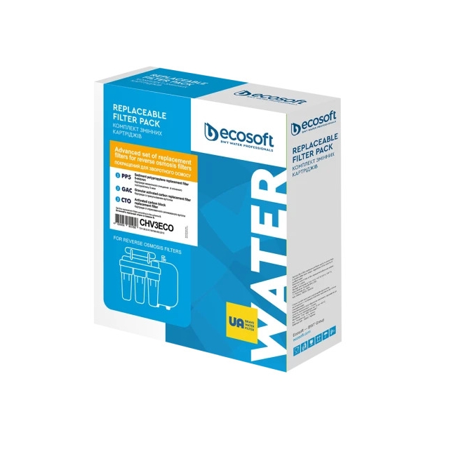 Комплект картриджей Ecosoft 1-2-3 CHV3ECO улучшенный 2 угольных картриджа + полипропилен (CHV3ECO)