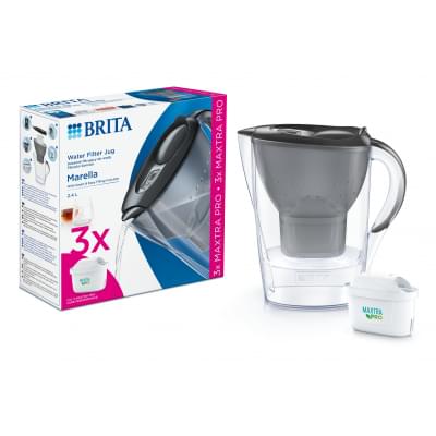 Фильтр-кувшин Brita Marella Memo MXPro 2.4л (1.4л очищенной воды) + 3 картриджа графит