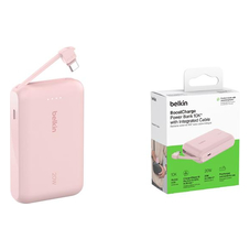 Акумулятор портативний літій-іонний Power Bank Belkin 10000мА·год, 20Вт, з інтегрованим кабелем USB-C, рожевий