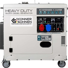 Генератор дизельний Konner&Sohnen KS 9200HDES-1/3 ATSR (EURO V),230/400В,6.5/6.0кВт,7.5/7.0кВт,1/3Фази, АВР(ATS), електростартер, 168кг