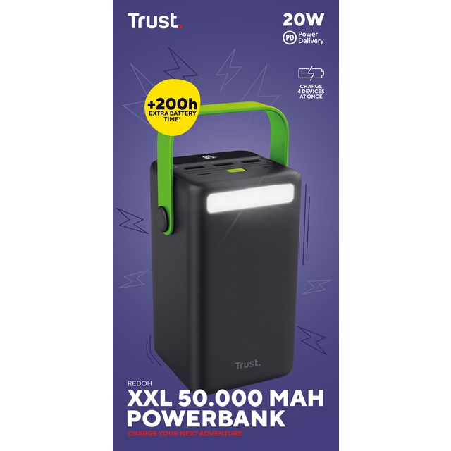 Повербанк Trust Redoh XXL 50000 mAh 20W 3хUSB-A/USB-C, Black (25196_TRUST)