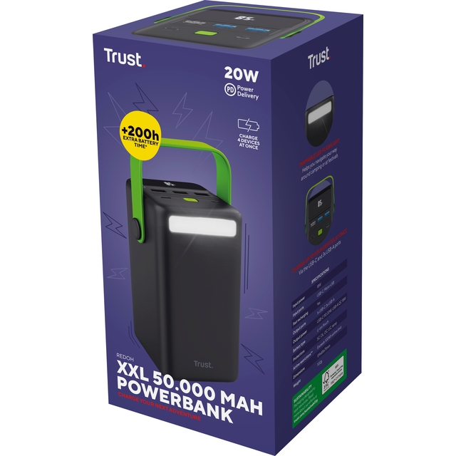 Повербанк Trust Redoh XXL 50000 mAh 20W 3хUSB-A/USB-C, Black (25196_TRUST)
