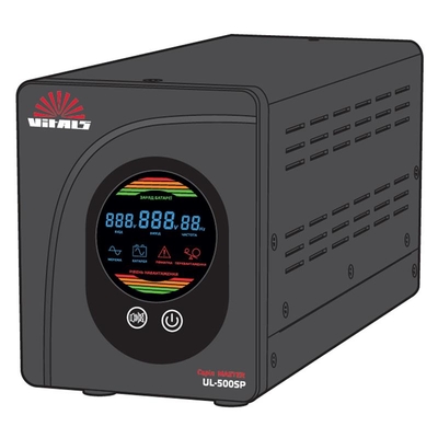 ДБЖ Джерело безперебійного живлення Vitals UL-500sp, 500VA/300W, LCD, 1xSchuko, на зовнішні АКБ 12В