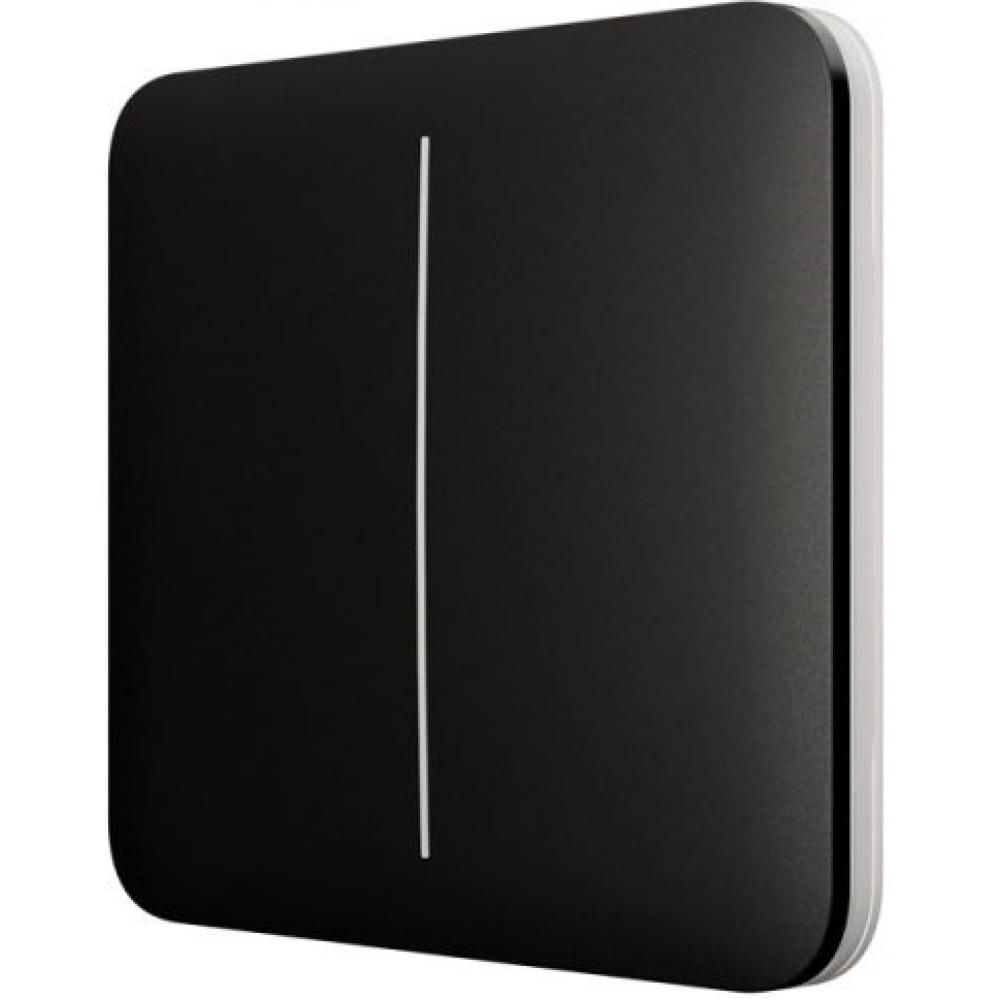 Панель вимикача світла Ajax SoloButton 2-gang for LightSwitch Jeweler Black