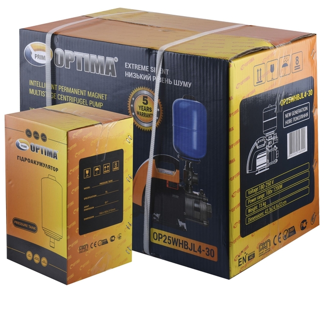 Насосна станція Optima PRIME OP25WHBJL4-30 с интелл,част,преобр, на базе многост, насоса + бак 5 л