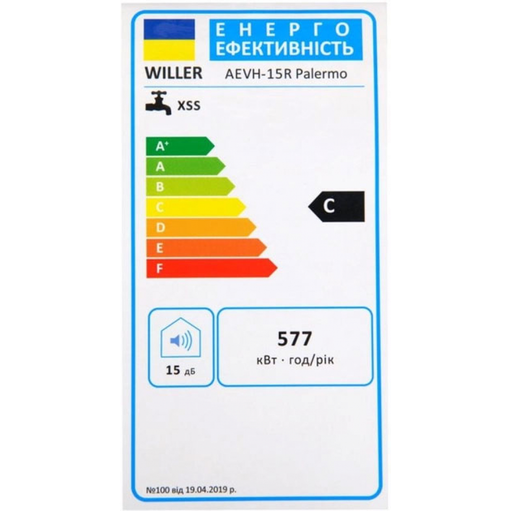 Бойлер накопичувальний електричний Willer AEVH-15R Palermo (Ultraslim)