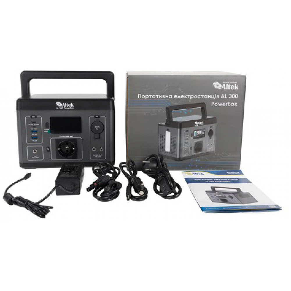 Портативная зарядная станция Altek AL 300 PowerBox 300W 296Wh + солнечная панель ALT-120 милитари