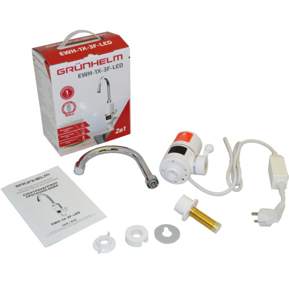 Проточный водонагреватель Grunhelm EWH-3F-LED