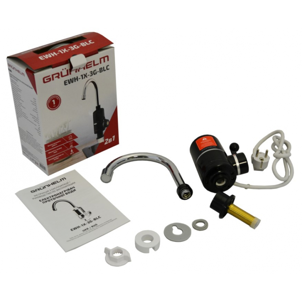 Проточный водонагреватель Grunhelm EWH-1X-3G-BLC