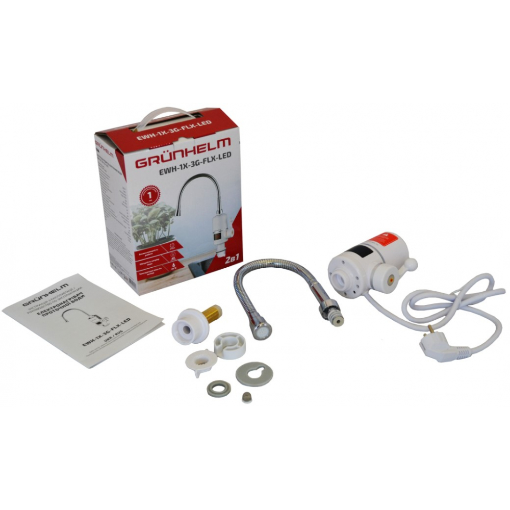 Проточный водонагреватель Grunhelm EWH-1X-3G-FLX-LED