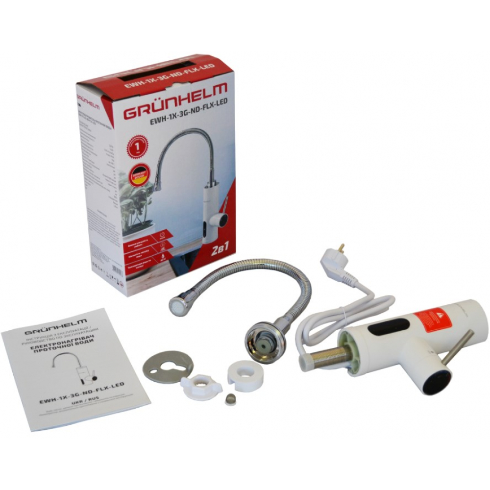 Проточный водонагреватель Grunhelm EWH-1X-3G-ND-FLX-LED