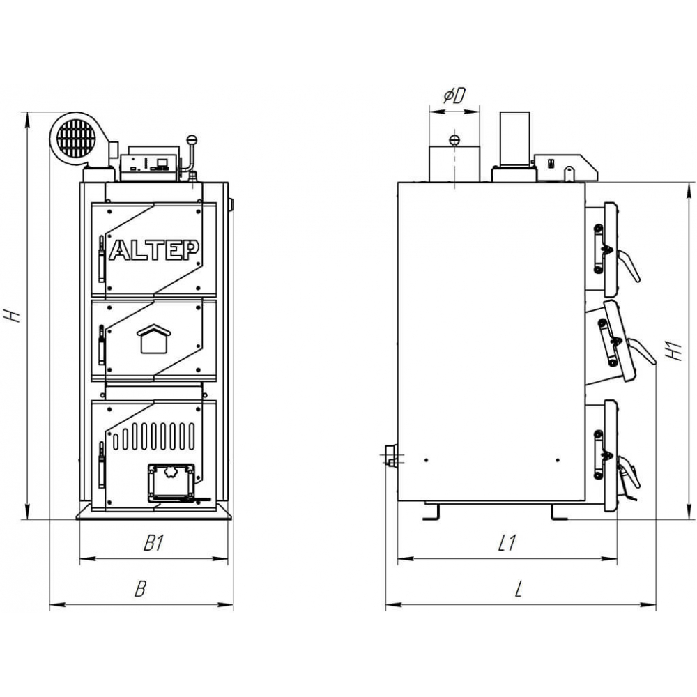 Котел твердотопливный  Altep Classic Plus 10 кВт (автоматика)