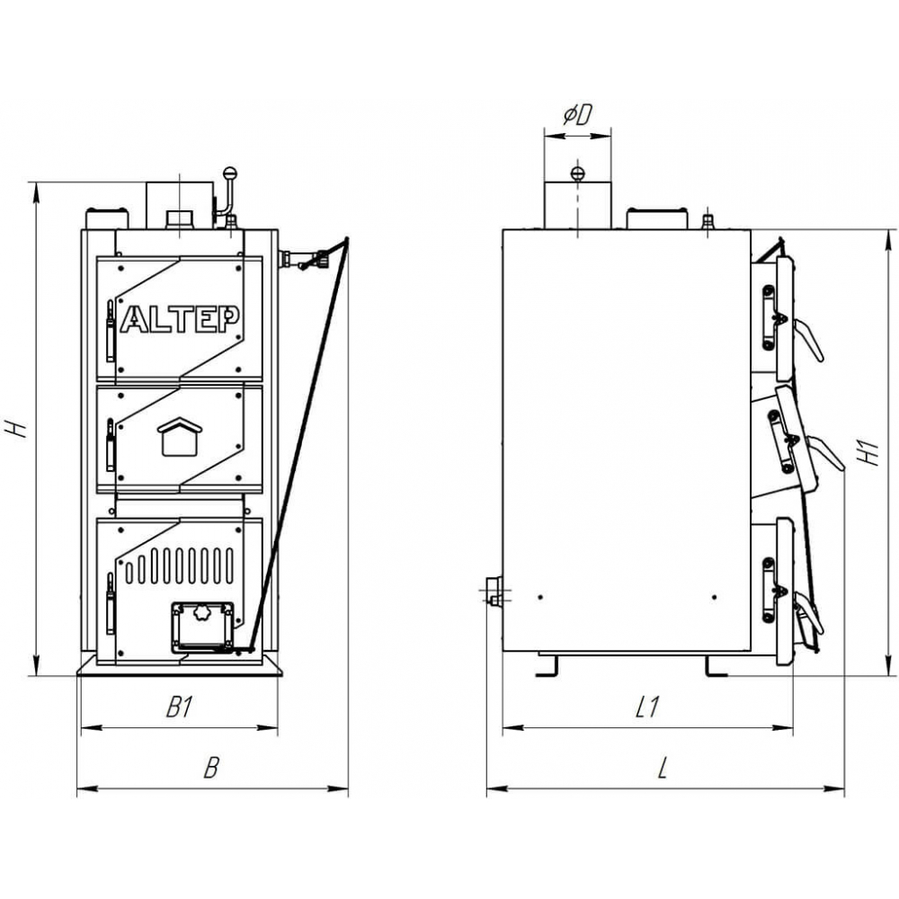 Котел твердотопливный  Altep Classic Plus 20 кВт (механика)