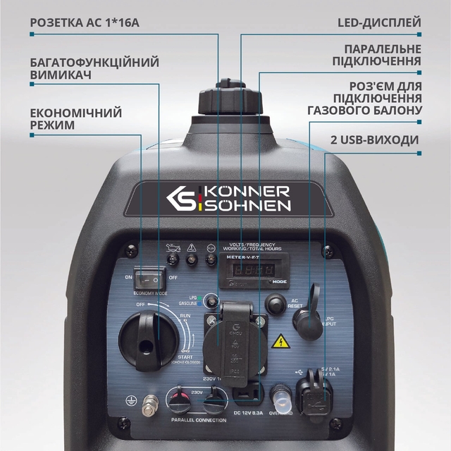 Инверторный бензиновый генератор Könner&amp;Söhnen KS 3100iG S (3,1 кВт)
