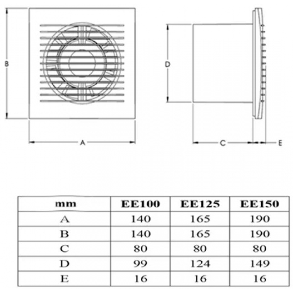 Вытяжной вентилятор настенный Europlast E-extra 01-EE100B