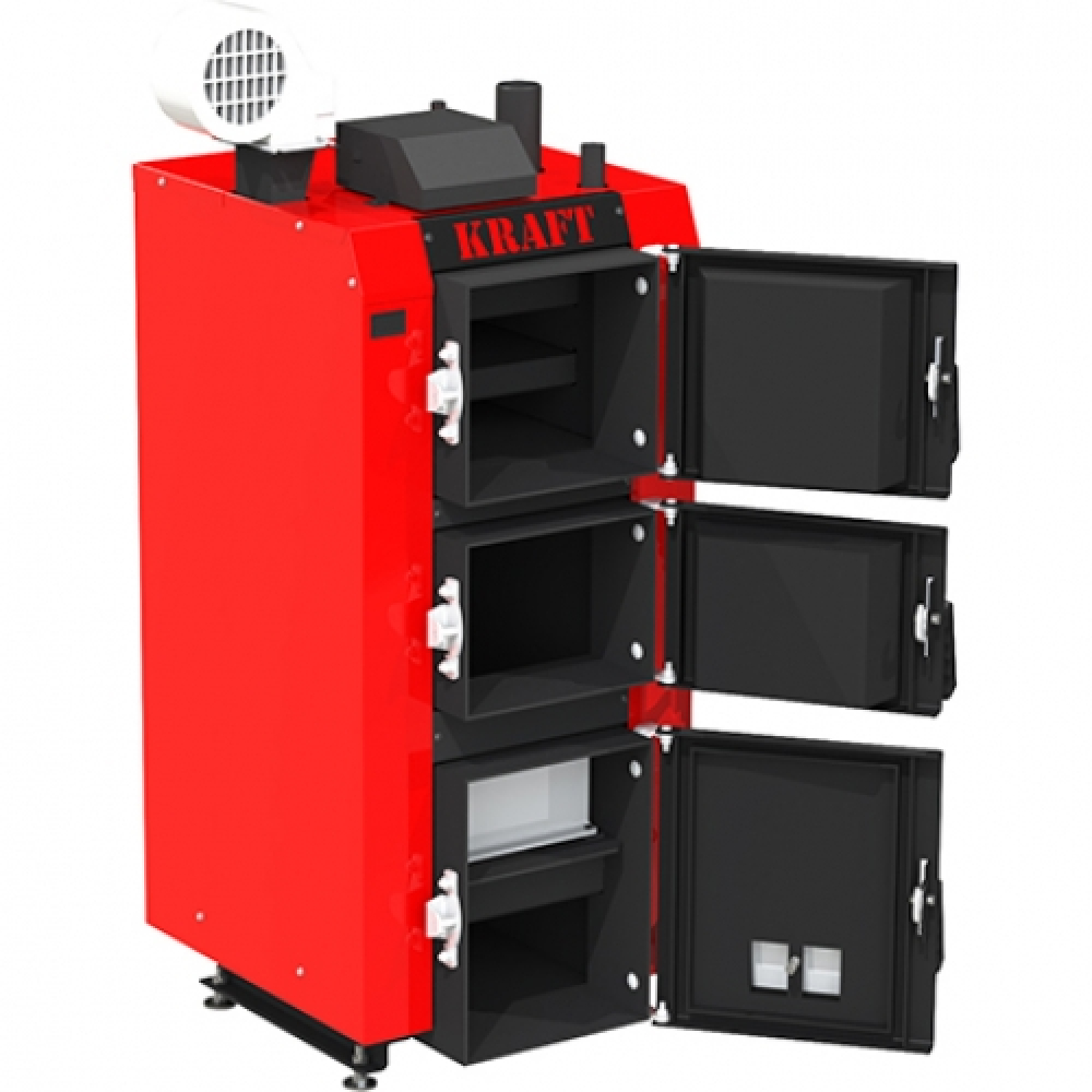 Котел твердотопливный длительного горения Kraft серия S 30 с ручным управлением