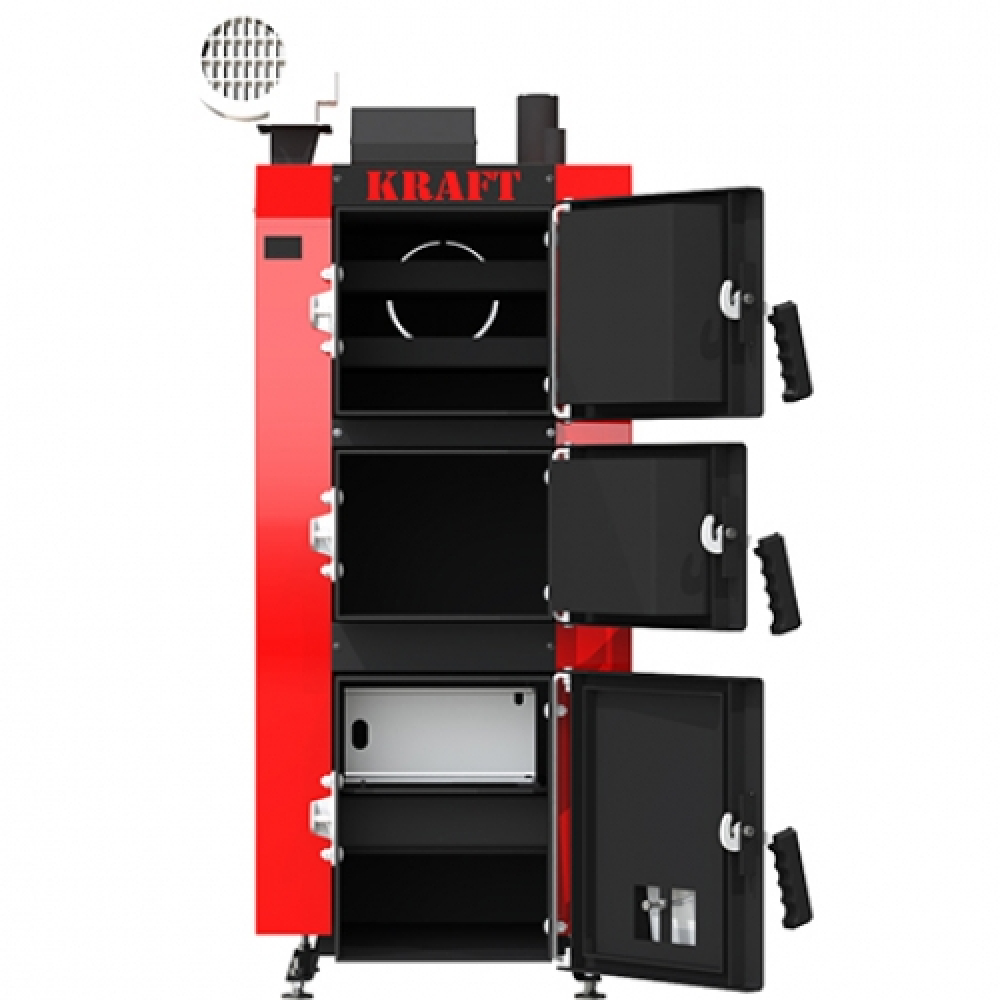 Котел твердотопливный длительного горения Kraft серия S 25 с ручным управлением