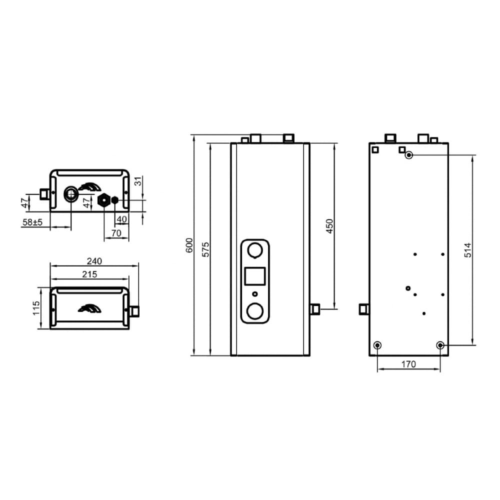Котел электрический Dnipro Мини-механический без насоса 15 кВт 380 В