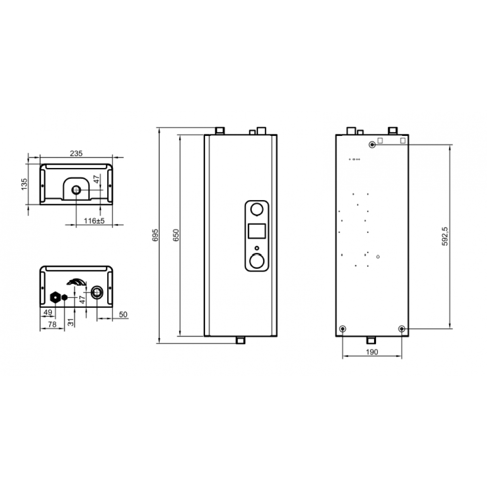 Котел электрический Dnipro Мини механический с насосом ИВО 6 кВт 220/380 В