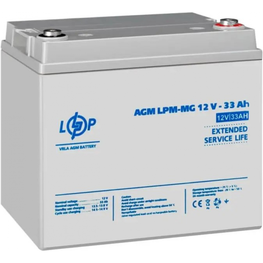 Аккумулятор LogicPower LPM-MG 12V - 33 Ah AGM мультигелевый+ справа