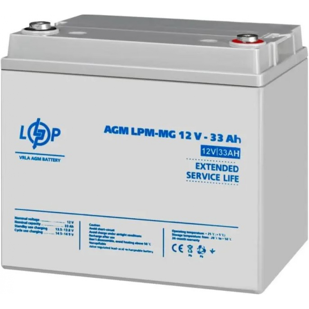 Аккумулятор LogicPower LPM-MG 12V - 33 Ah AGM мультигелевый+ справа