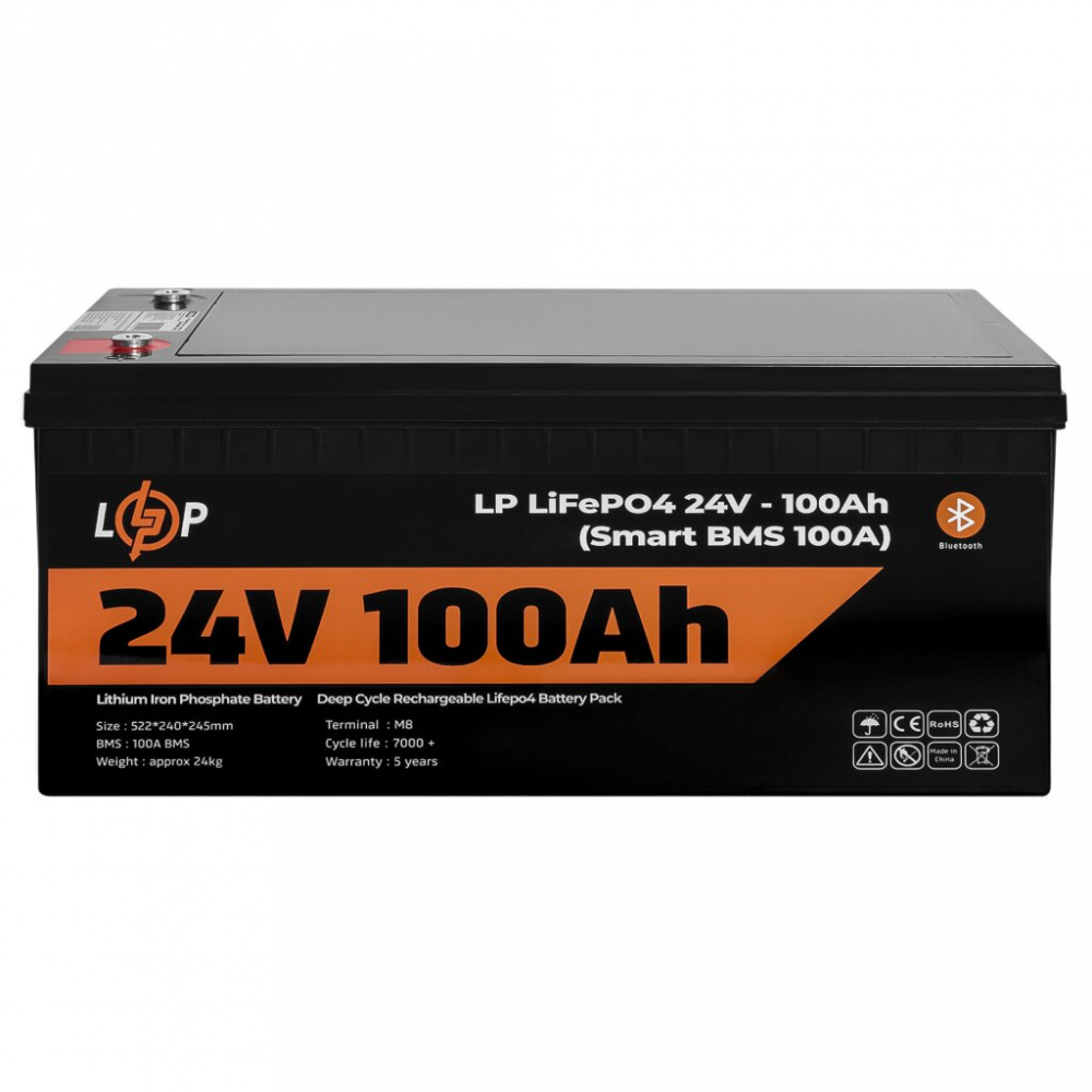 Аккумулятор LogicPower LiFePO4 24V (25,6V) - 100 Ah (2560Wh) (Smart BMS 100А)