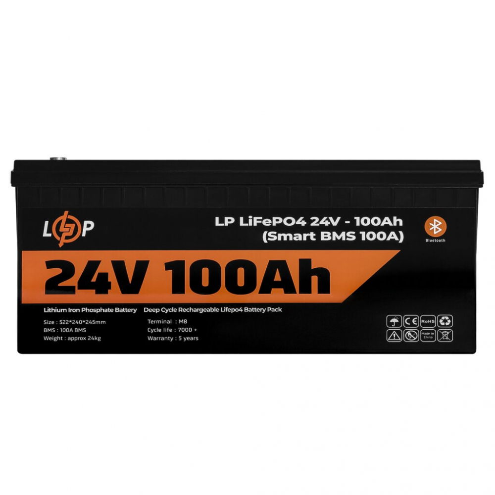 Аккумулятор LogicPower LiFePO4 24V (25,6V) - 100 Ah (2560Wh) (Smart BMS 100А)