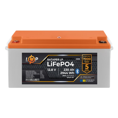 Акумулятор літій-залізо-фосфатний LogicPower LP LiFePO4 12,8V - 230 Ah (2944Wh) (BMS 200A/100А) пластик Smart BT