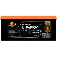 Аккумулятор LP LiFePO4 25,6V - 100 Ah (2560Wh) (BMS 80А/50А) пластик Smart BT