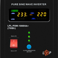ИБП LP LPL-PSW-1000VA+ (700Вт) 10A/30A с правильной синусоидой 12V ИБП LP LPL-PSW-1000VA+ (700Вт) 10A/30A с правильной синусоидой 12V