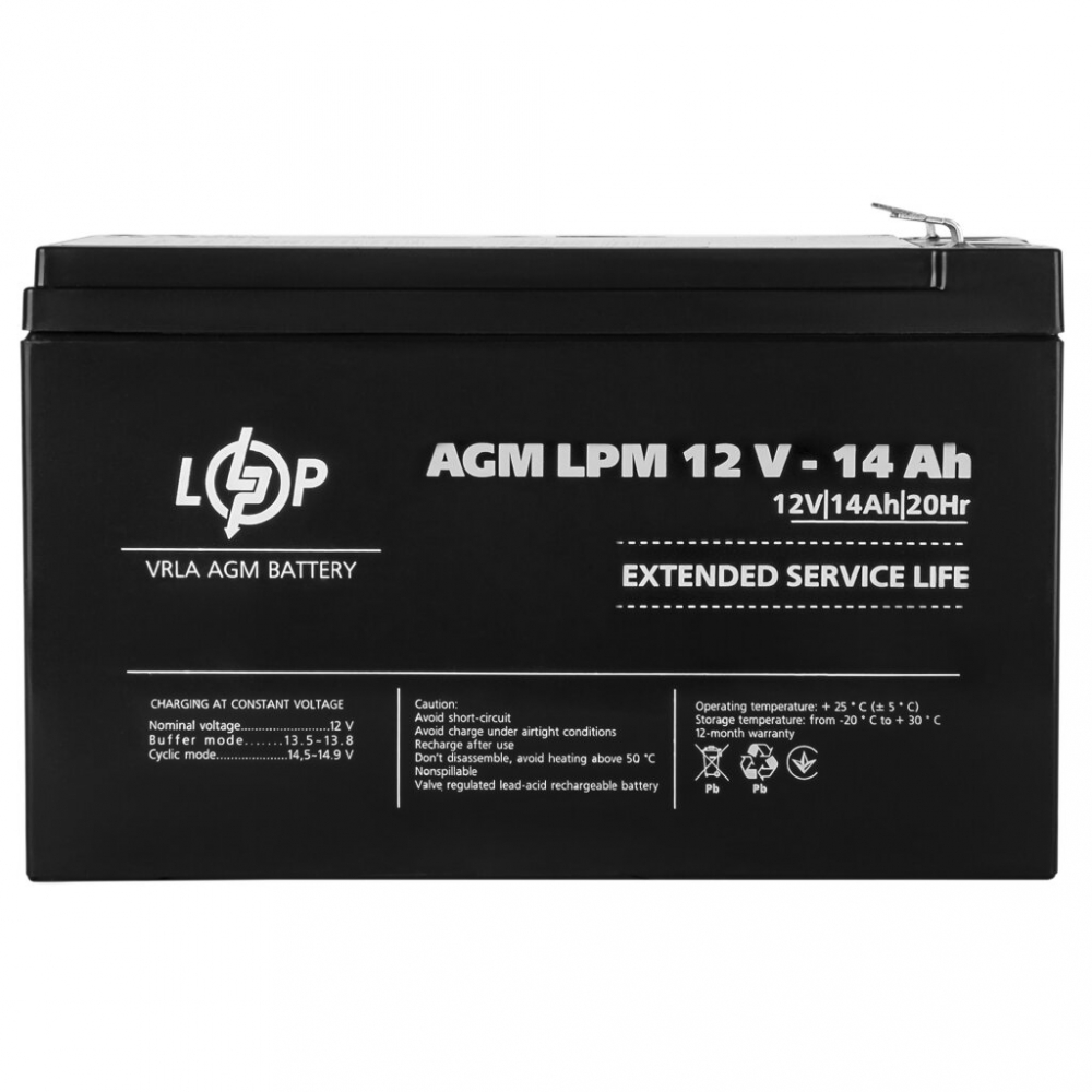 Акумулятор свинцево-кислотний (AGM) LogicPower AGM LPM 12V - 14 Ah