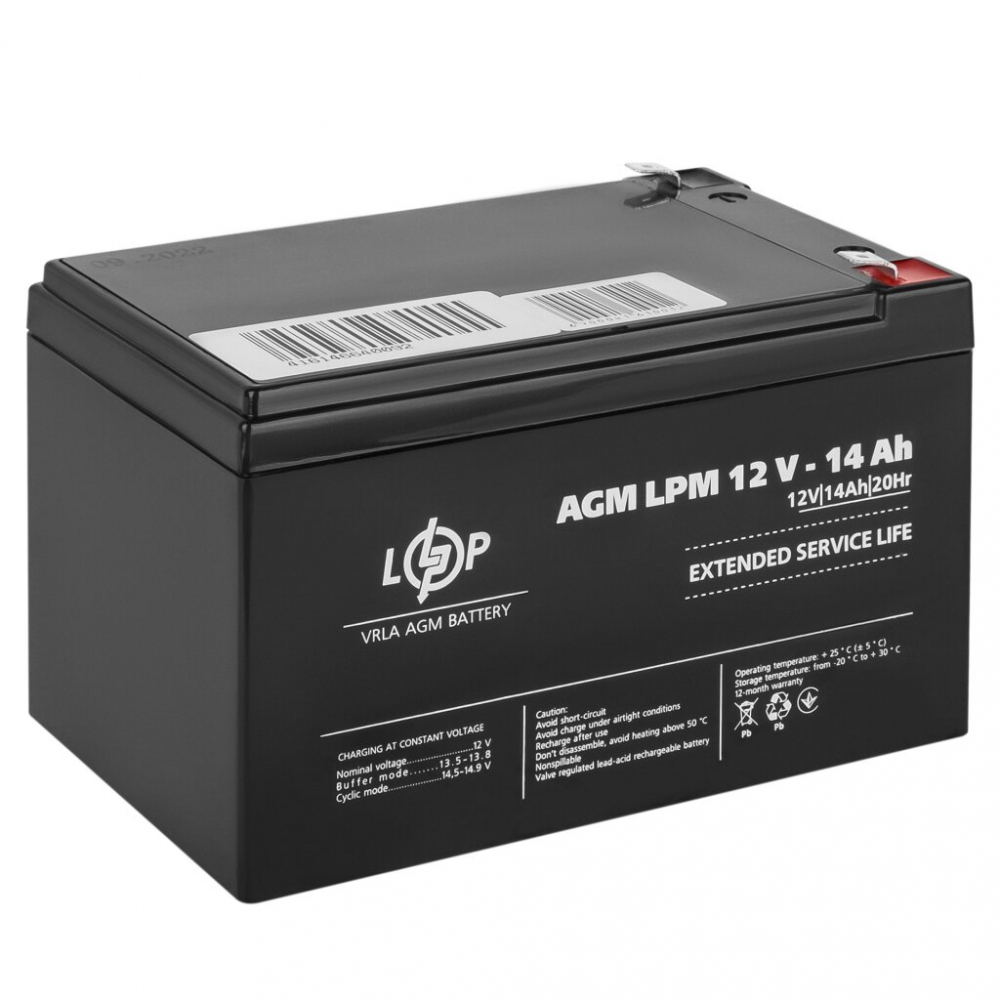 Акумулятор свинцево-кислотний (AGM) LogicPower AGM LPM 12V - 14 Ah