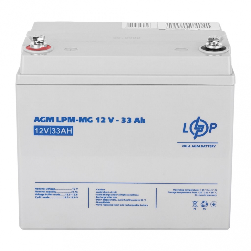 Аккумулятор LogicPower LPM-MG 12V - 33 Ah AGM мультигелевый
