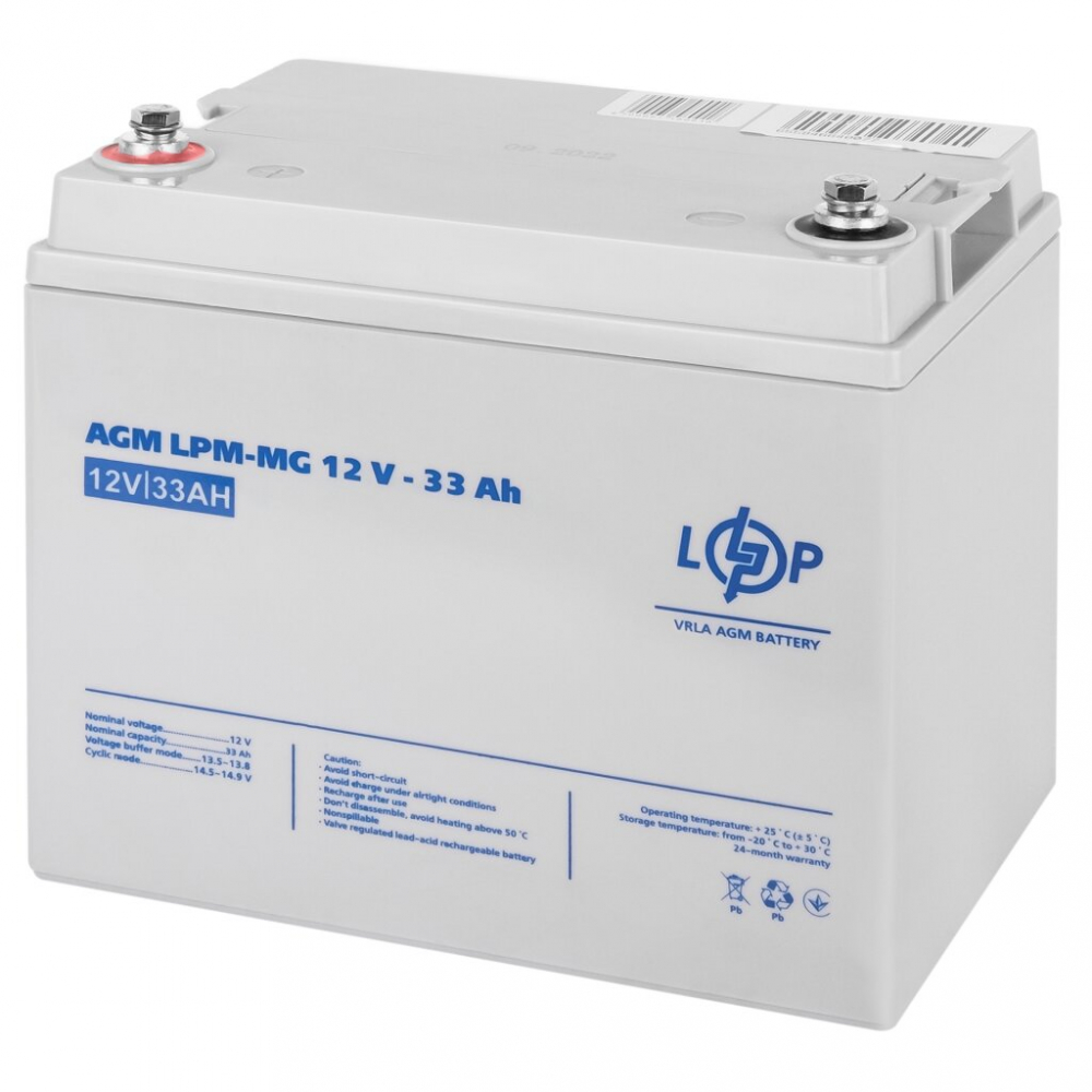 Аккумулятор LogicPower LPM-MG 12V - 33 Ah AGM мультигелевый