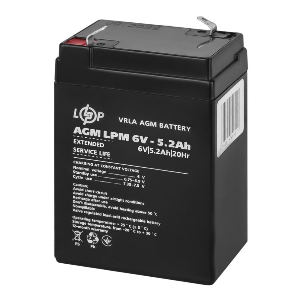Аккумулятор LogicPower AGM LPM 6V - 5.2 Ah