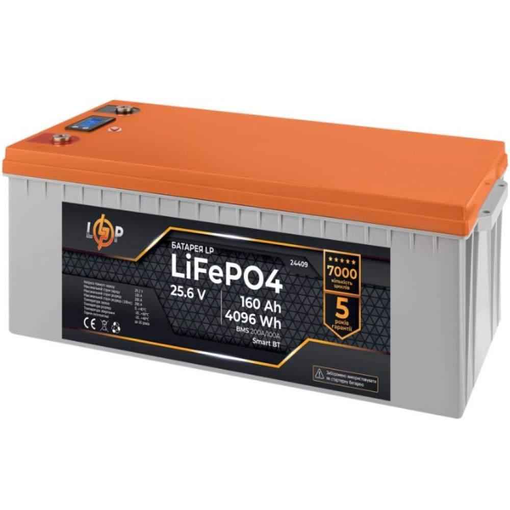 Аккумулятор LogicPower LiFePO4 25,6V - 160 Ah (4096Wh) (BMS 200A/100А) пластик LCD Smart BT