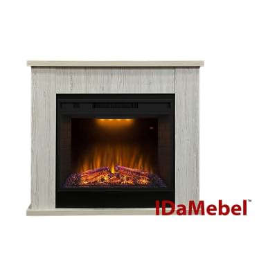 Электрокамин IDaMebel Vera серый дуб с камином Royal Goodfire 26 с обогревом, звуком, дровами и кирпичами
