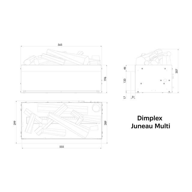 Электрокамин Dimplex Juneau Multi с настоящим 3D эффектом пламени, дровами и звуком (JUN-RGB)
